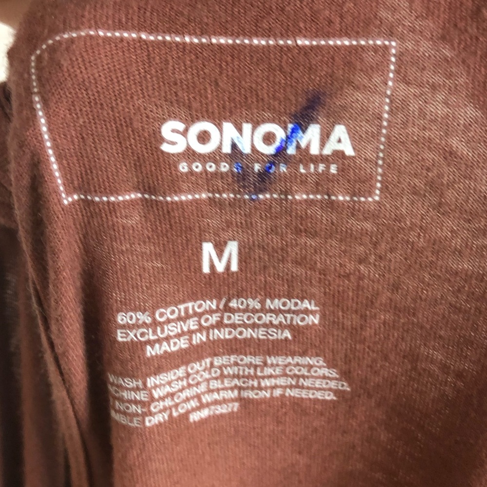 Sonoma Mauve Bohemian Cotton Belle Sleeve Top Medium - Picture 8 of 8